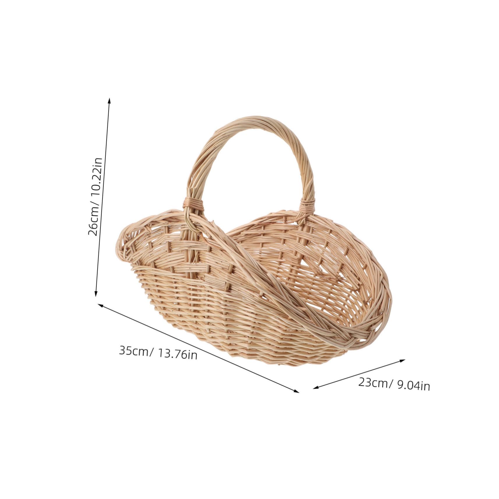 Gatuida Cesta de Mimbre Tejida Mano para Almacenamiento Multifuncional con Asa Portátil para Frutas Verduras Huevos y Picnics Exteriores