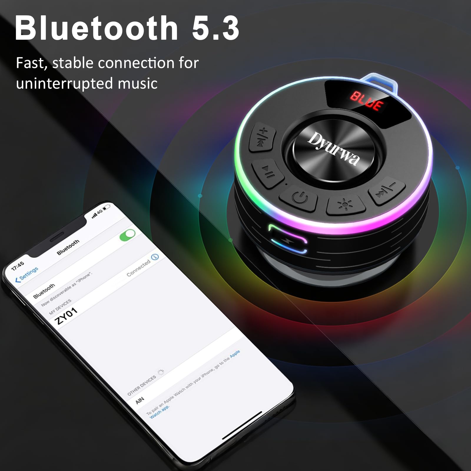 Altavoz Bluetooth con luces, Sonido cristalino Potente