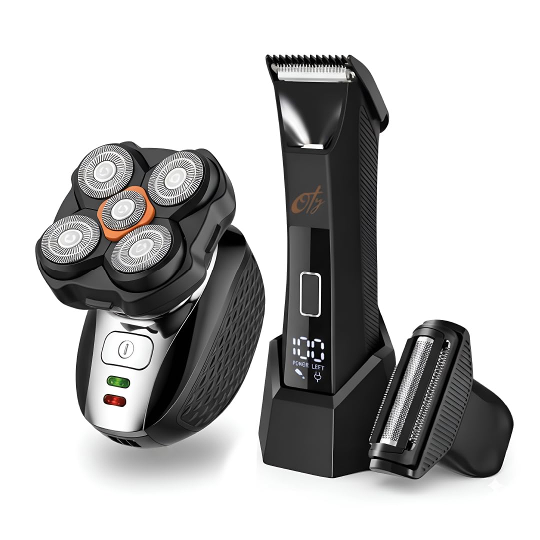 OTY Kit Get It All Head Shaver and Body Trimmer for Men, Bald Groomer and Intimate Trimmer, Waterproof Cordless 8-in-1 Complete Grooming Kit