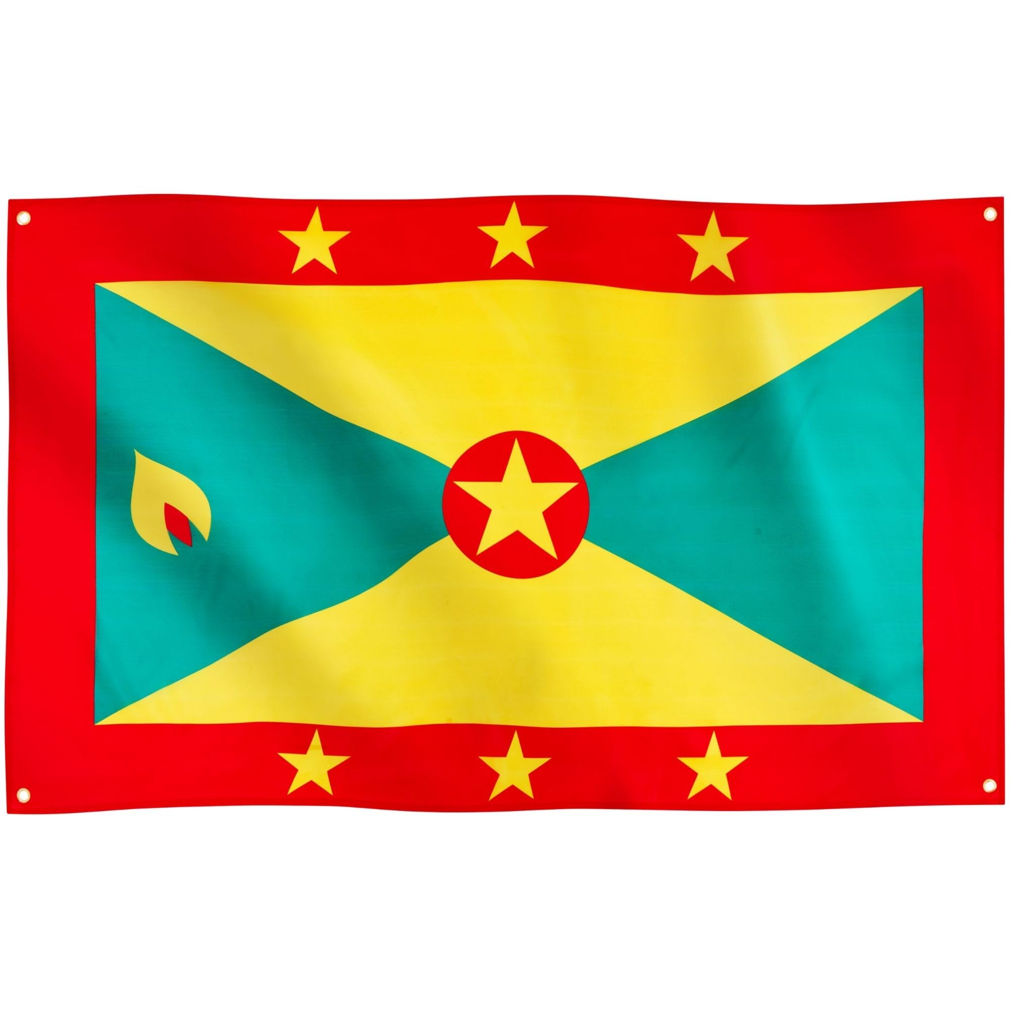Runesol Grenada Flag, 91x152cm, 3ft x 5ft, 4 Grommets, Eyelet In Every Corner, Caribbean Flag, Concepcion, Grenadian
