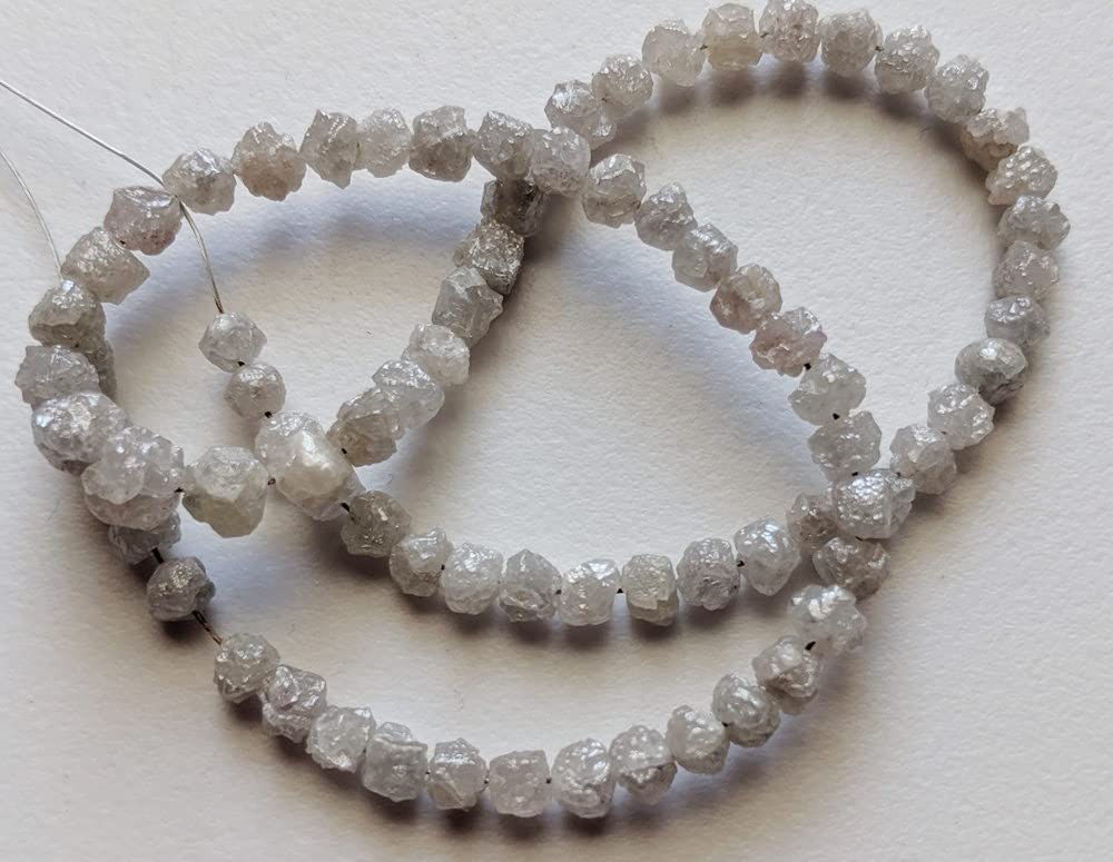 3,5-5,5 mm surowe białe szare diamentowe koraliki, szorstkie diamentowe koraliki, białe szare surowe nieoszlifowane diamentowe koraliki do biżuterii