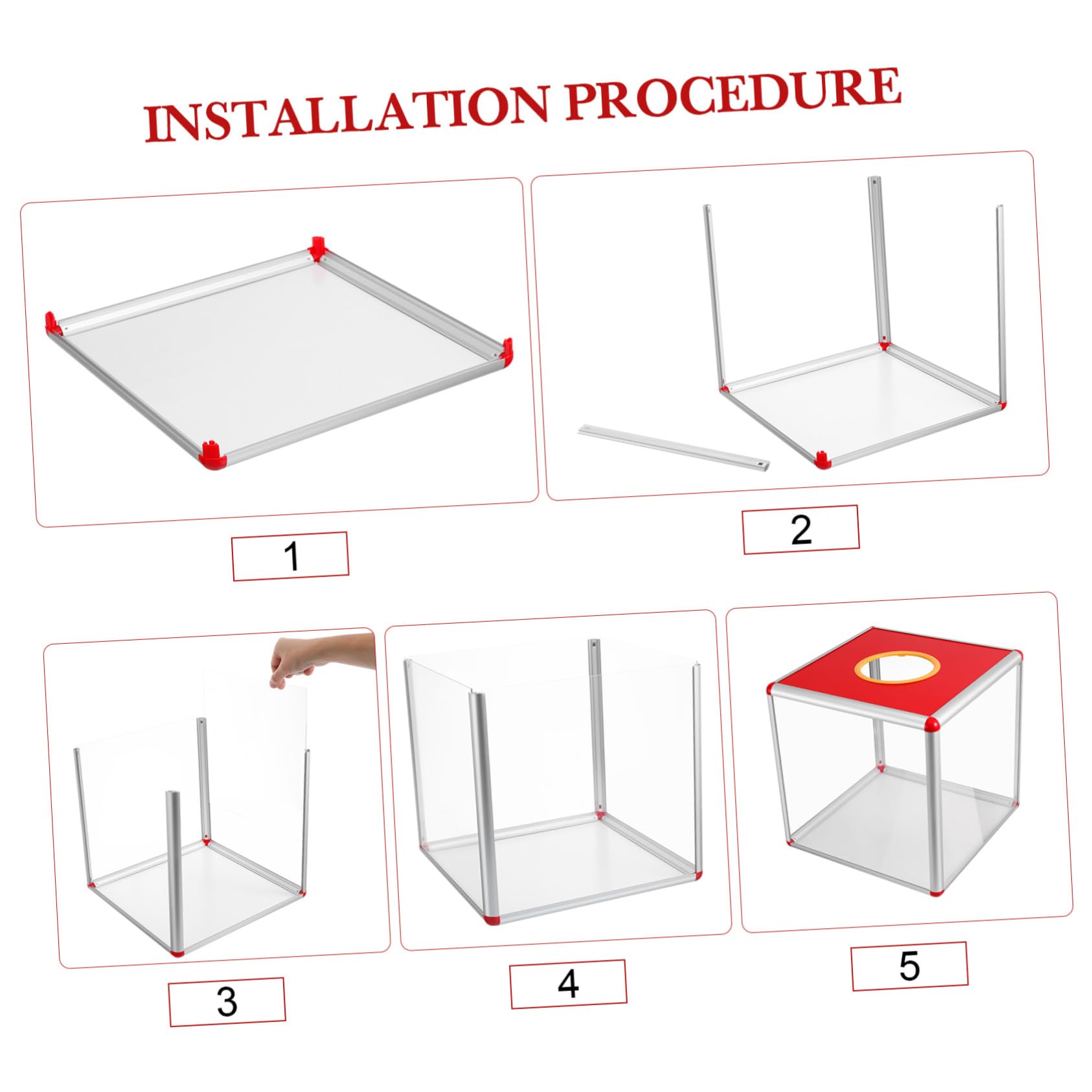 Housoutil Boulier Loto Carré en Alliage D'aluminium et Mdf, Boîte de Dons Polyvalente et Portable pour Collecte de Fonds, Événements D'église