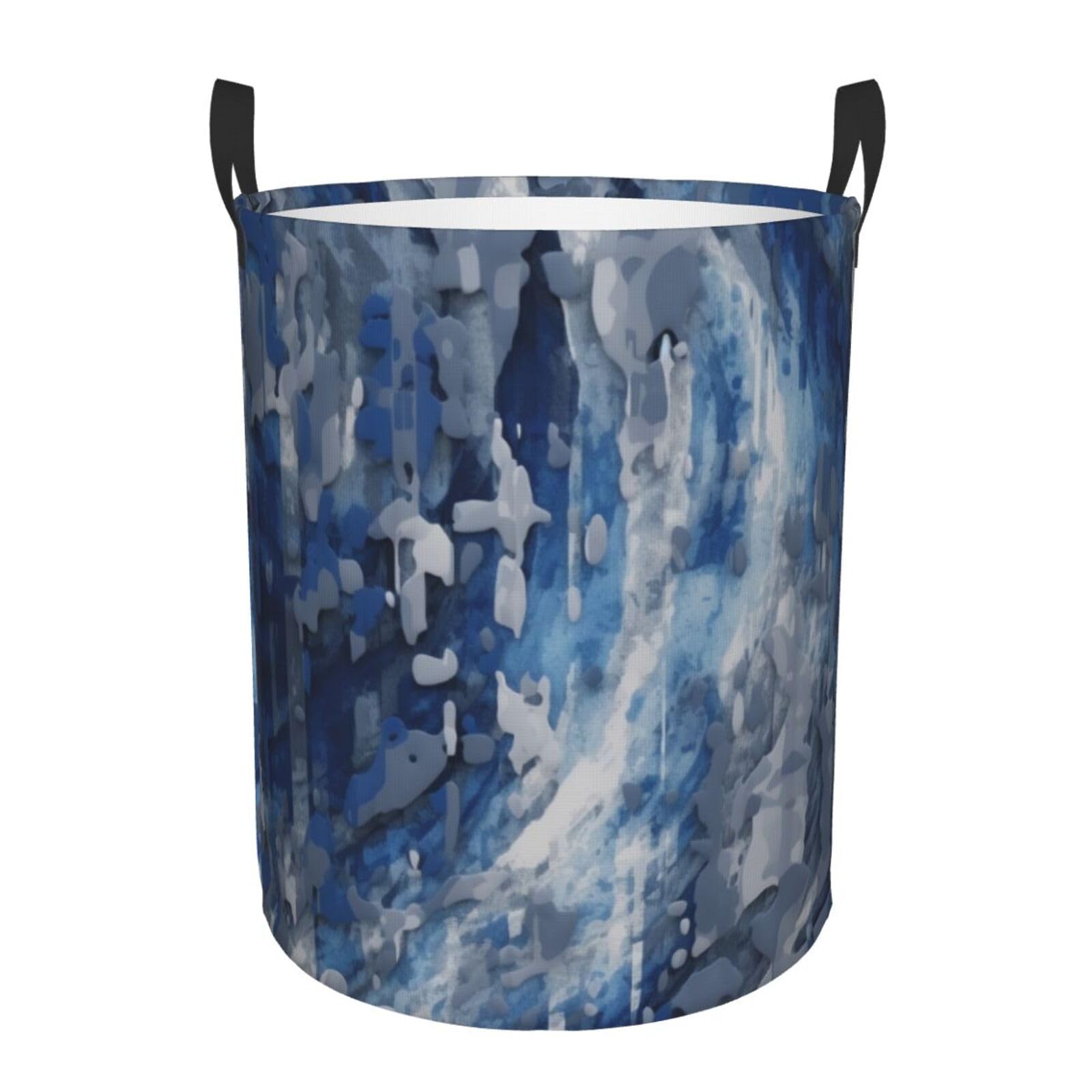 Panier à linge rond 40x50cm bleu abstrait pour chambre d'enfant et salle de bain