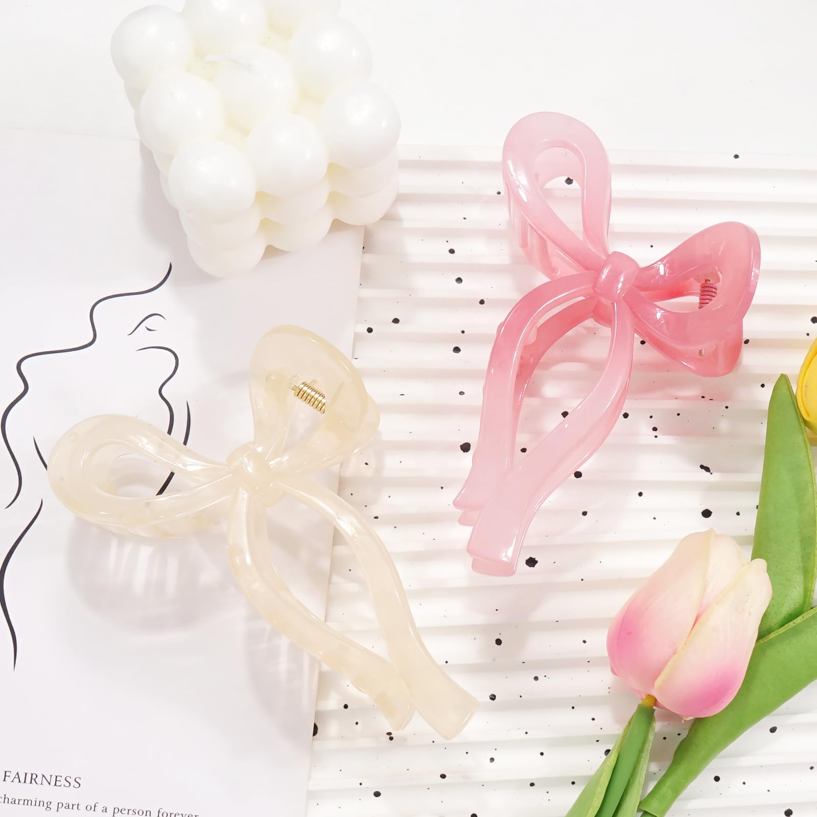 Amazon.com: Ayesha Bows Claw Clips - 2 Colors Ribbon  display picture 2
