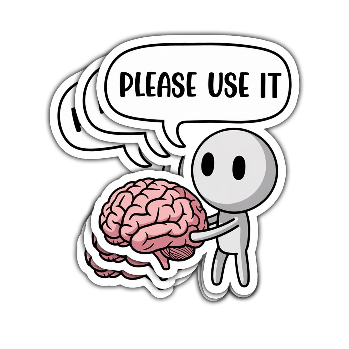 3Pcs Please Use It Brain Sticker, Brain Anatomy - Use It Decal, Brain Vinyl Waterproof Sticker, Fun Sticker, Mental Health Stickers for Laptop Water