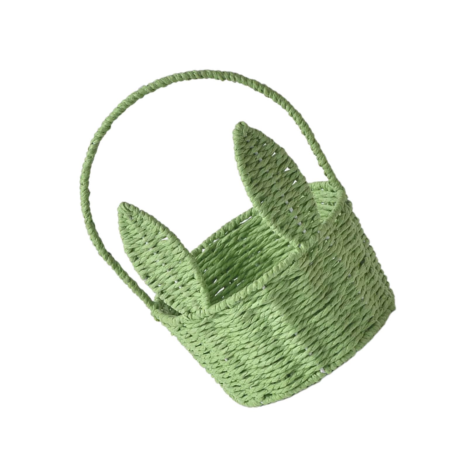MICFENY Fashionable Handmade Handwoven Rabbits Ears Basket Romance Styles Portable for Home Decoration and Storage