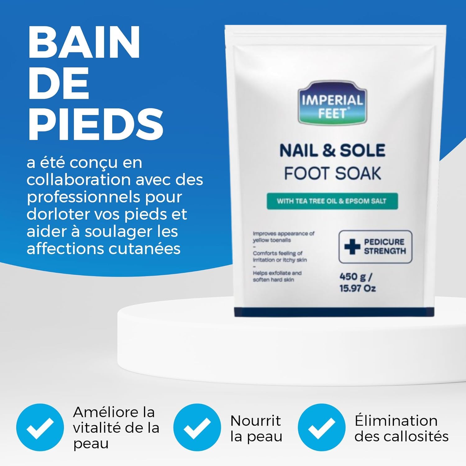 Pedicure Quality Foot Soak with Tea Tree Oil & Epsom Salt | Helps Treat Nail Fungus Athletes Foot | Anti Fungal Nail Treatment | Foot Moisturiser & Deodorizer Feet Soak | Exfoliating Foot Soak