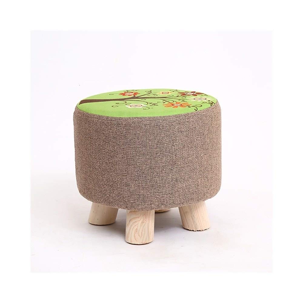Tabouret rond en bois et tissu pour canapé, parfait petit banc d'appoint pour votre salon