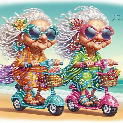 Image of AiYuanzsh DIY Diamond Art Painting Kits for Adults, Young Grandma 5D Special Shape Crystal Rhinestone Diamond Art Kits for Beginners, for Home Wall Decoration Gift 12x12 inch