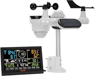 VEVOR 7-in-1 Wireless Weather Station, 7.5 in Color Display, Digital Weather Station Indoor Outdoor, for Temperature Humidity Wind Speed/Direction Rain UV, with Forecast Data, Alarm, Alerts-NO WiFi
