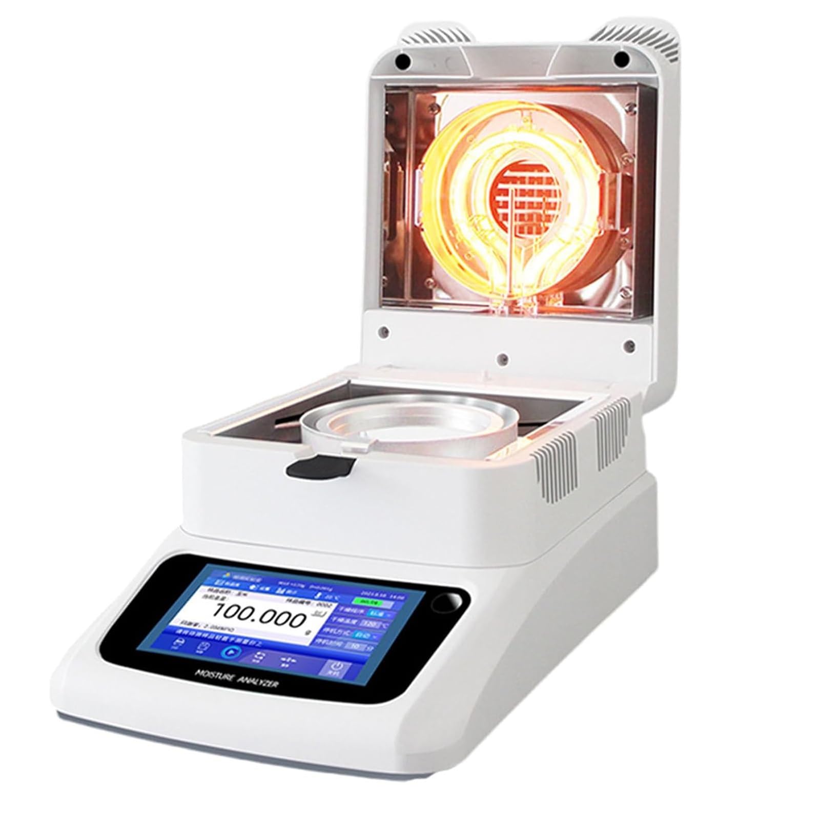 Halogen-Feuchtigkeitsanalysator mit Datenmanagement, 12,7 cm (5 Zoll) Touchscreen für Mehrbenutzer-Labore, RS232 und Audit-Trail für GLP-Compliance