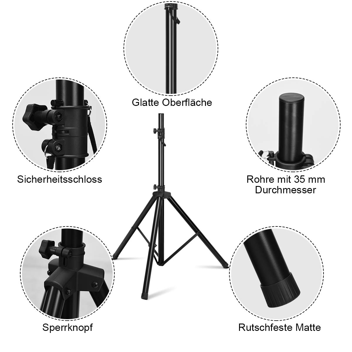 GOPLUS Stojak do boksu, statyw do boksu, stojak z żelaza, do głośników, głośników, głośników, audio, czarny, 97-183 cm (2)