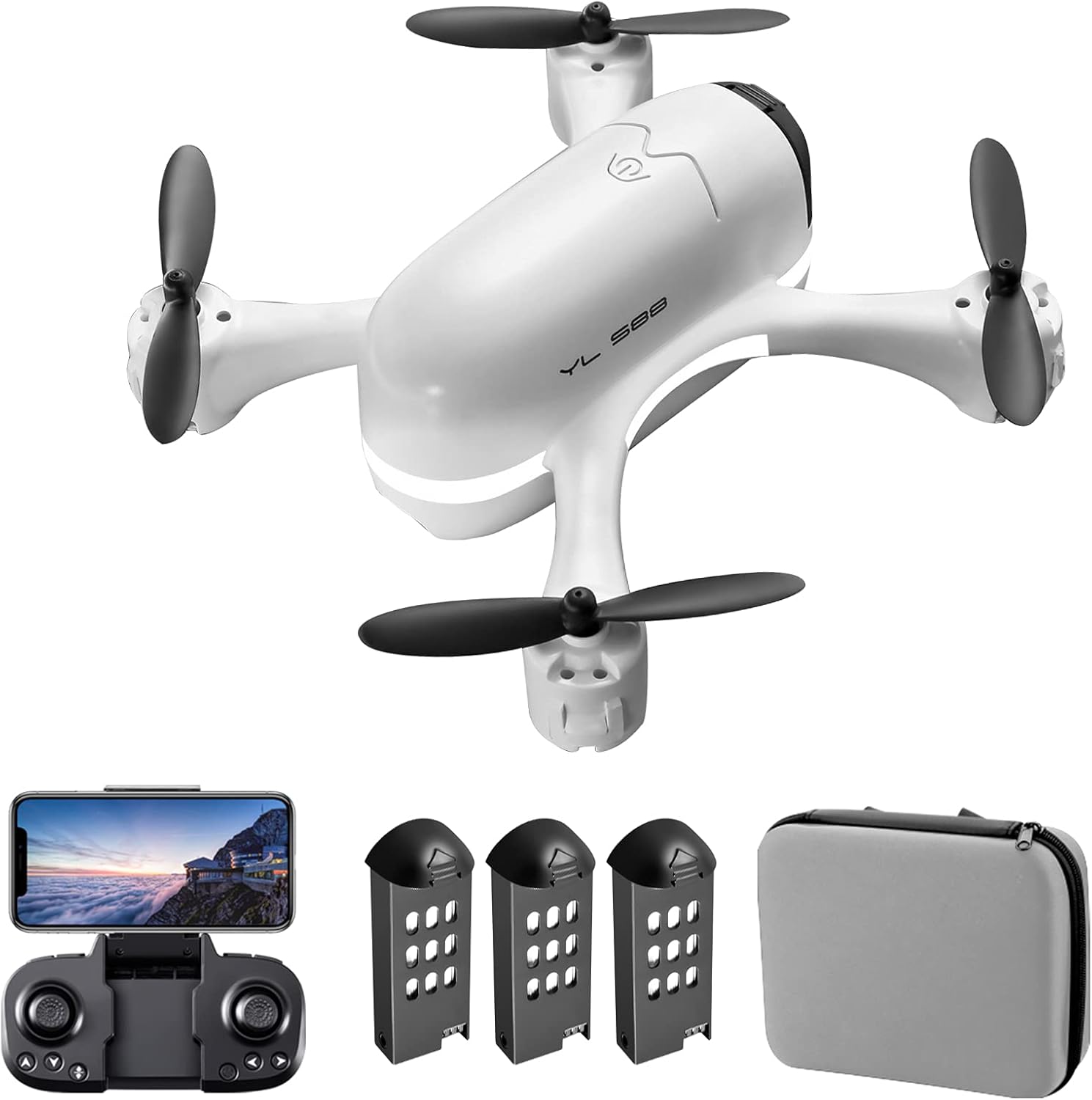 GoolRC S88 Mini Drone with Camera for Adults, 4K HD FPV Drone for Kids, Optical Flow Positioning RC Quadcopter with 3D Flip, Altitude Hold, Headless Mode, Trajectory Flight, Storage Bag and 3 Battery