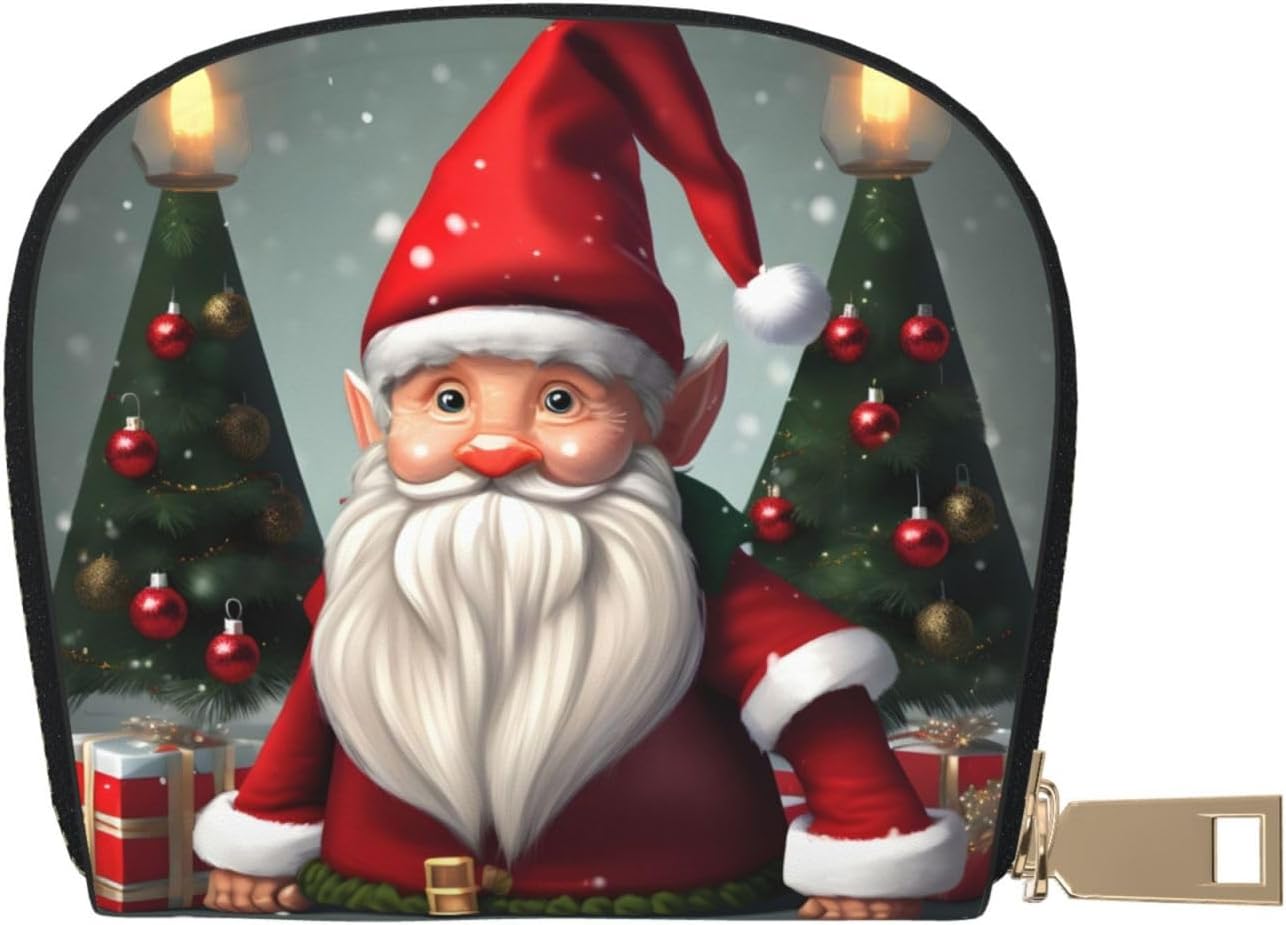Christmas Traditional Gnome print Wallet Credit Cards Holder Business Card Case for Men Women Compact Size for Adults