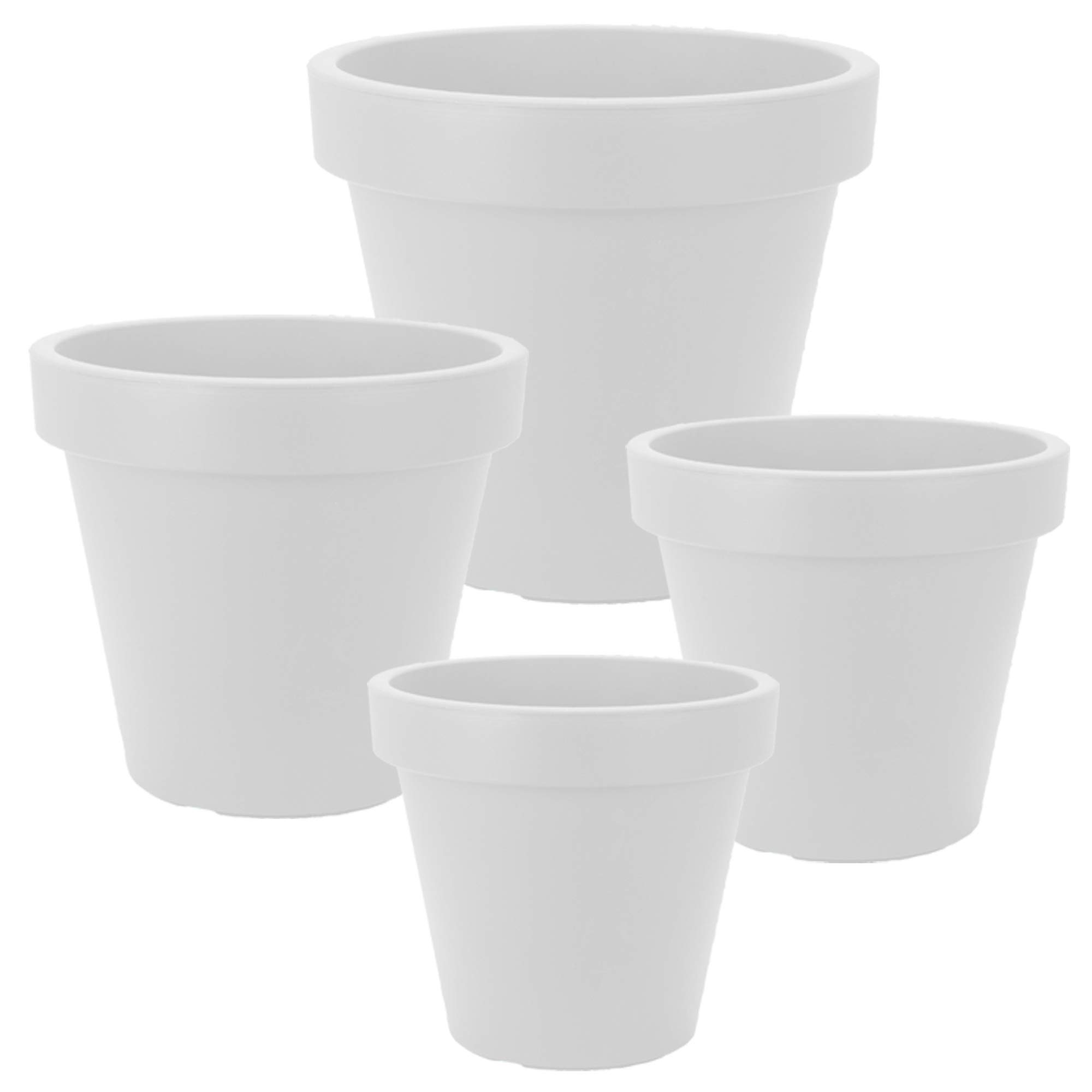 URBNLIVING Plastic Flower Plant Garden Indoor Outdoor Herb Planter Many Sizes and Colours (25, White)