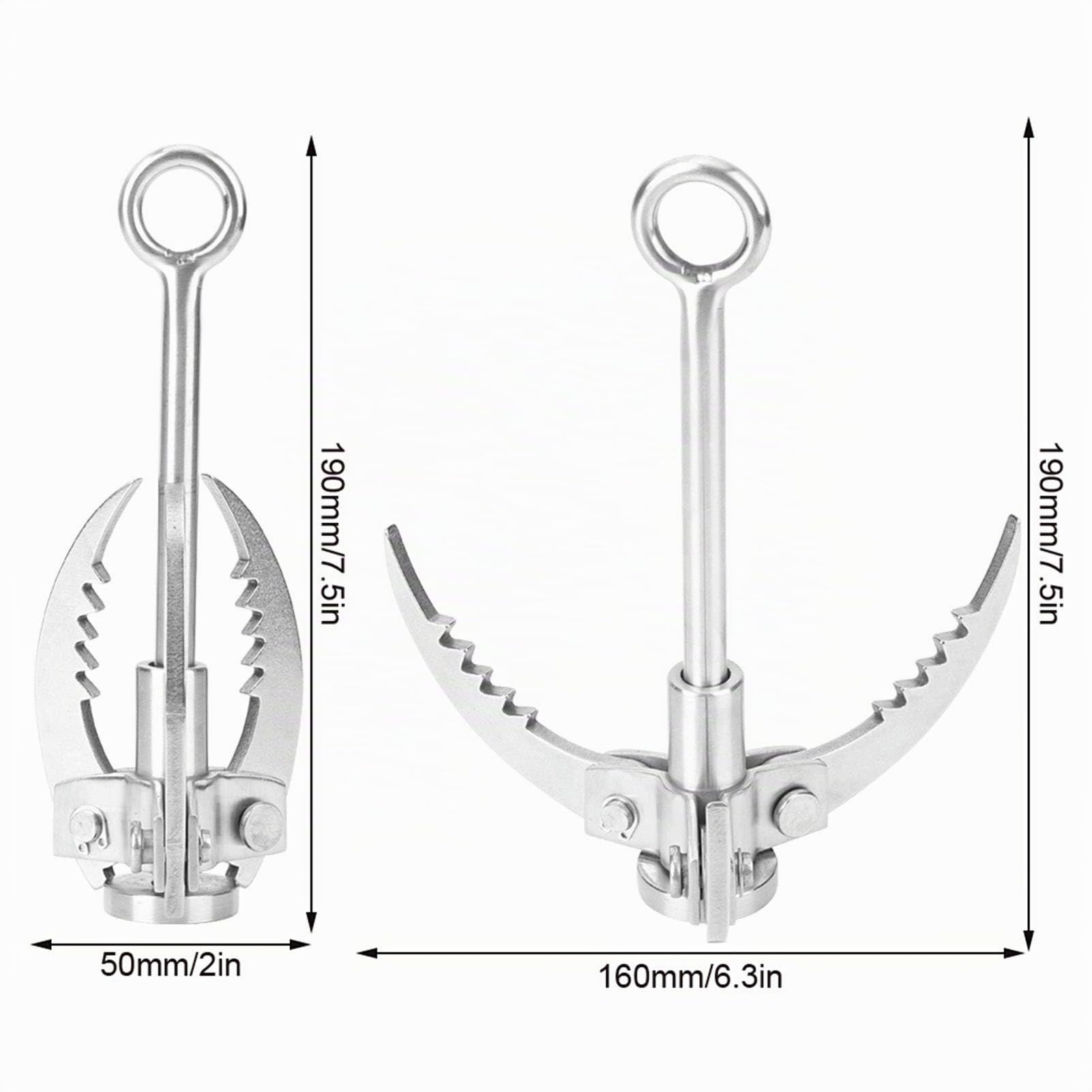 Topyond Edelstahl Kletterklaue, Zusammenklappbar, 3 Klauen Greifhaken | Kletterklaue Klapphaken, Edelstahl Outdoor Grappling Hook Für Outdoor Camping Wandern Baumklettern