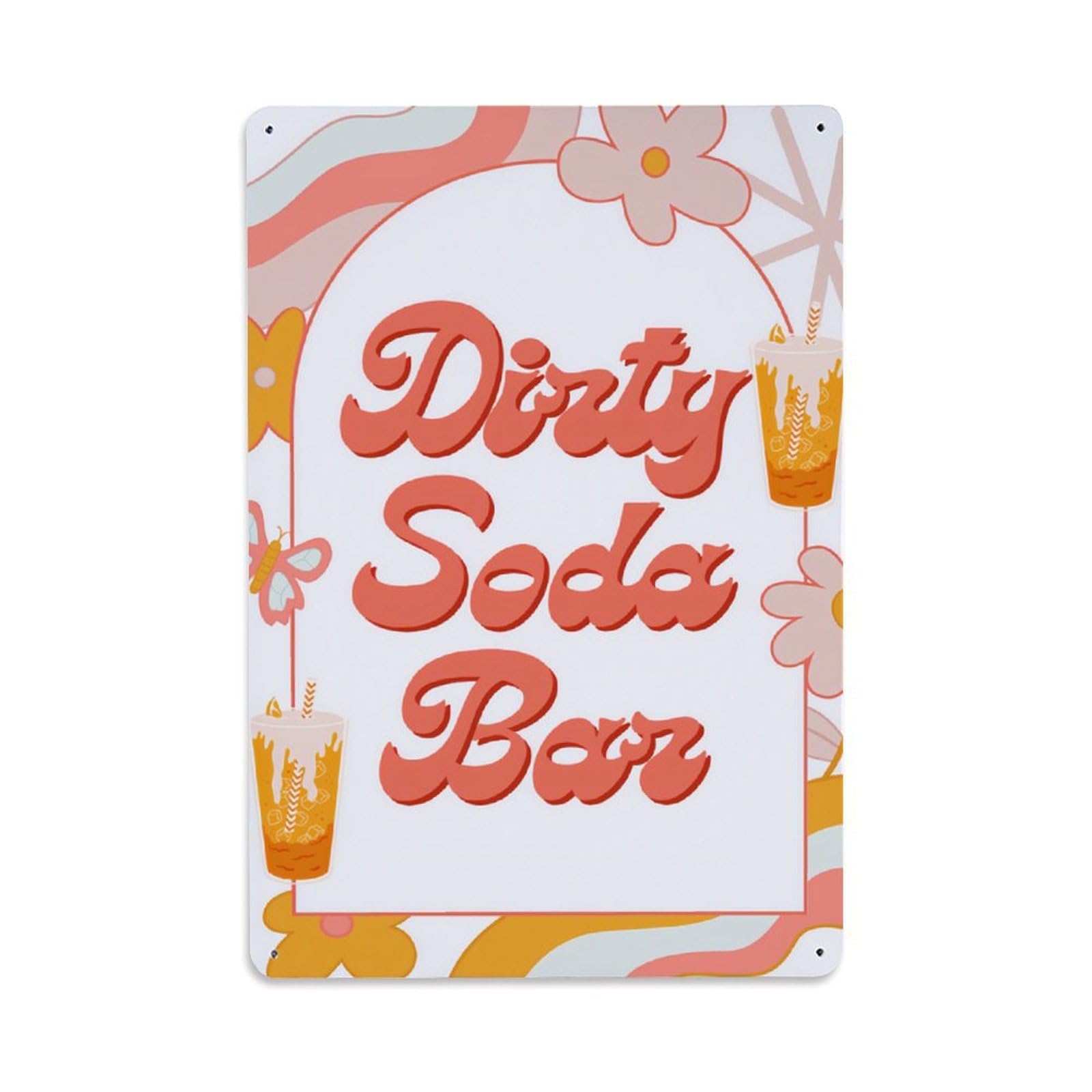 Dirty Soda Bar Vintage Aluminium Metal Sign, Retro Wall Decor for Home, Bar, Garage & Farmhouse 30x20cm