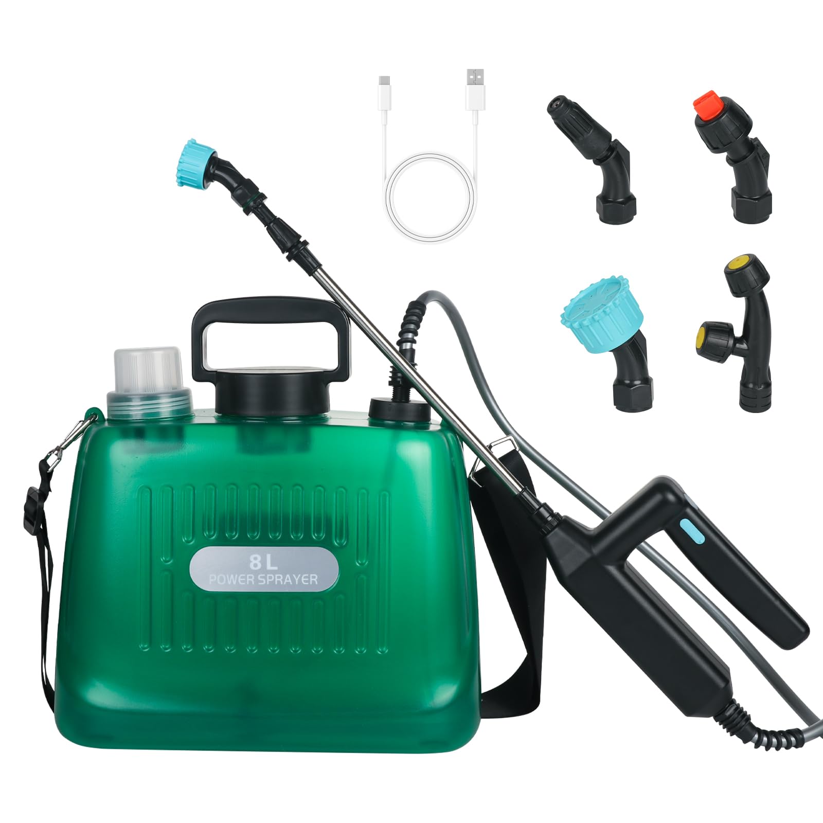 Spruzzatore elettrico 8 litri spruzzatore da giardino spruzzatore wireless con ugelli dimmerabili USB ricaricabile per giardino