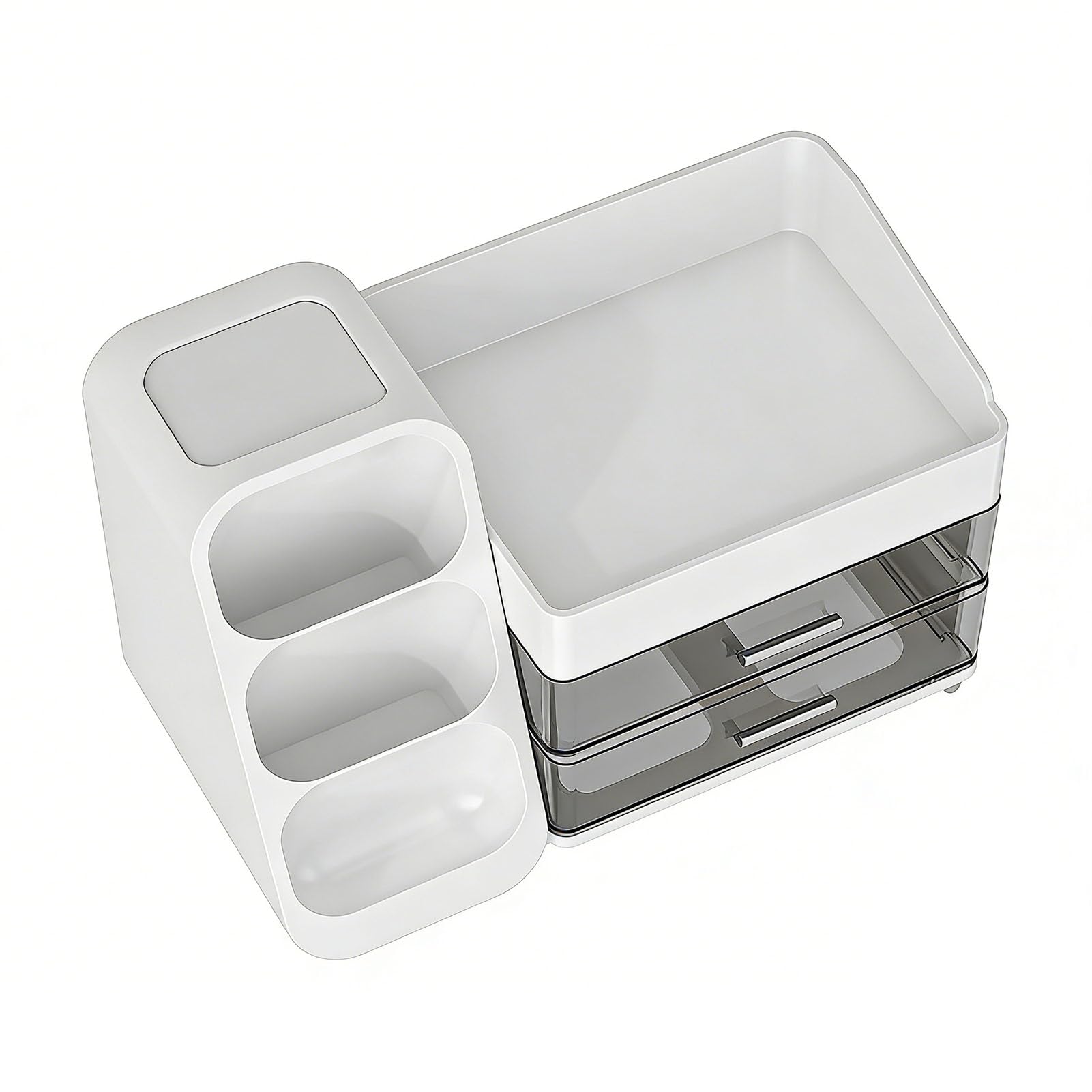 Organizer per Trucchi, Vetrina per Cosmetici in Plastica con Cassetti Trasparenti e Piedini Antiscivolo per il Ripiano del Bagno e la Scrivania Dell'ufficio (WHITE)
