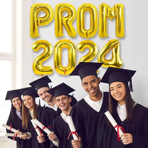 Miniatura 5 de TONIFUL Globos de graduación 2023  Globos dorados de 16 pulgadas de papel de aluminio con letras de graduación de clase de 2023, accesorios para