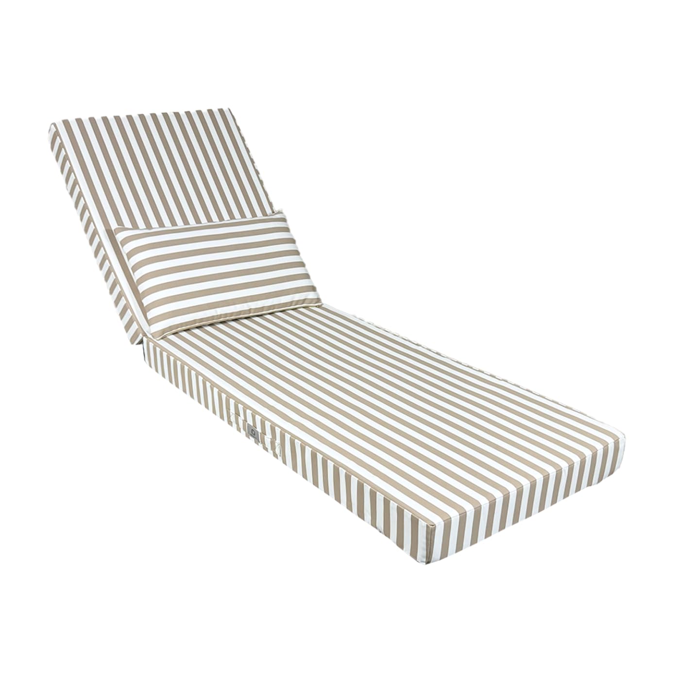 DÉCO Arts Colchoneta Tumbona 190x60x10 cm con Reposacabezas — Cojín Tumbona Desenfundable Repelente al Agua Anti-UV — Tela 270 g/m² Oeko-Tex — Exterior Jardín — A Rayas Beige