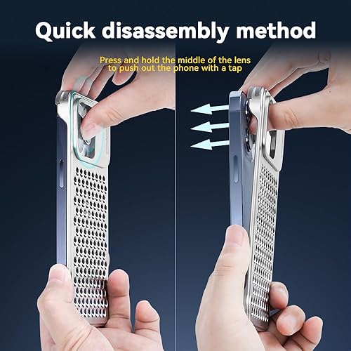 Miniatura 4 de ESSAGER Aleación de aluminio 3D de disipación de calor agujeros anticaída bisel delgado caso para iPhone 13 Pro Max (para iphone13 pro max, gris)