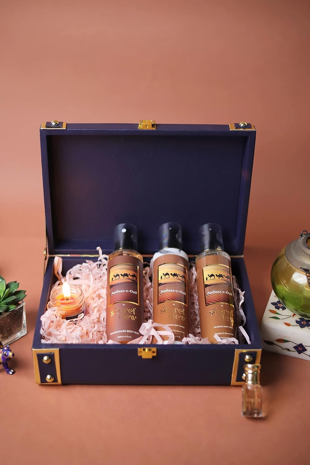 The Secret Dew Premium Gift Hamper Bath and Body Care Gift Set Box Gift For Women and Men | Pampering Kit for Birthday, Anniversary & All Special Occasions Premium Gift Packaging 100% Vegan - 200ml (Andaz-e-Oud)-image-48