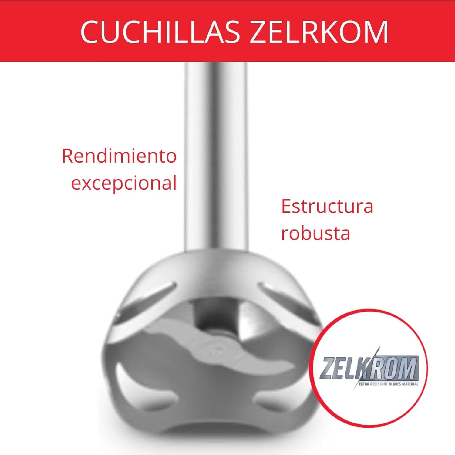 Moulinex Easychef, Batidora Mano 450W Cuchillas Zelkrom Vaso y Picadora | Vaso de 800 ml, picadora de 500 ml y diseño antisalpicaduras DD4521