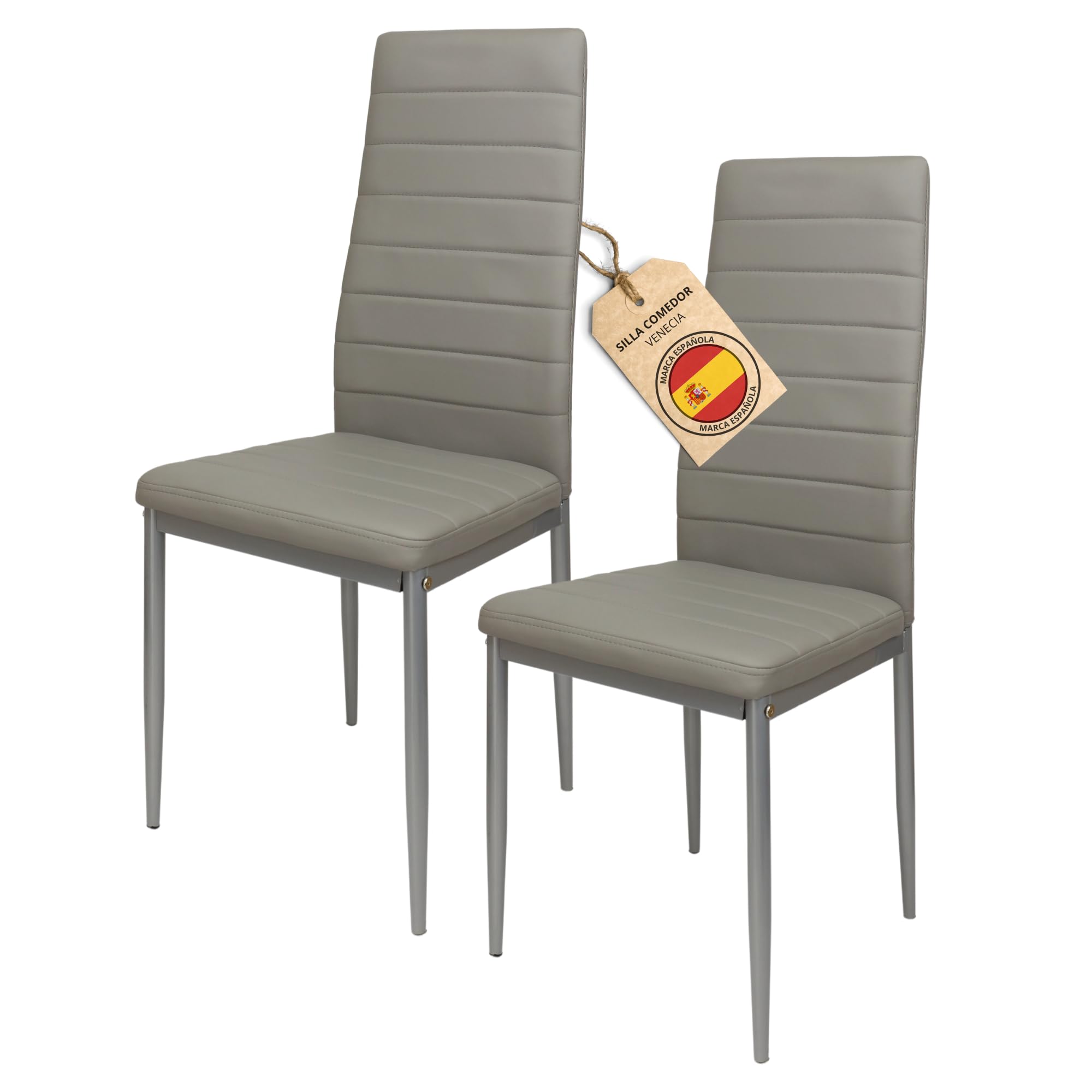 HOME DESIGN & CONFORT Pack de 2 Sillas de Comedor Tapizadas - Sillas Cocina Tapizadas - Sillas Comedor Pack (Gris, 2)
