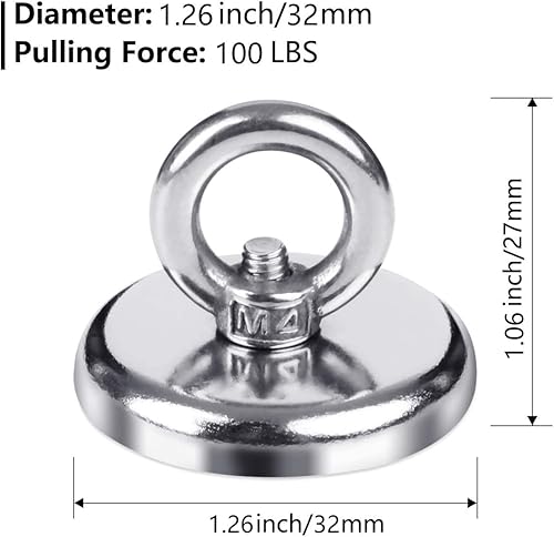 Miniatura 2 de FINDMAG Paquete de 10 ganchos magnéticos, 100 libras (99.2 lbs, ganchos magnéticos resistentes con orificio avellanado, imán con ganchos, perfecto