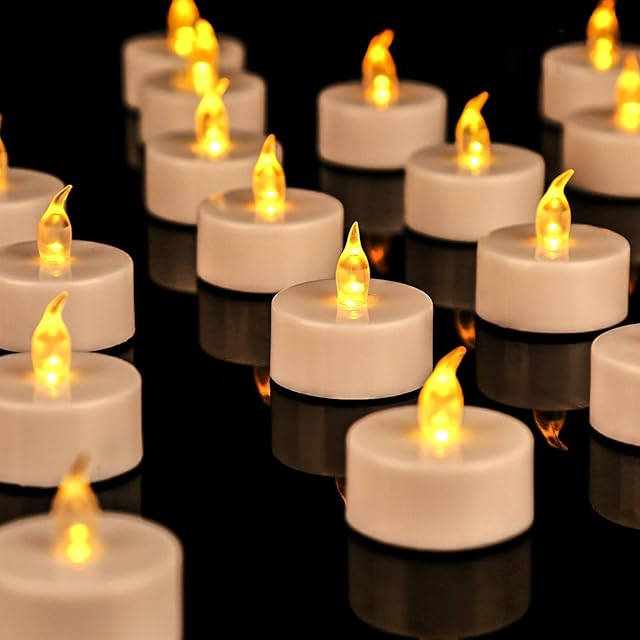 OSHINE 36Pack Battery Tea Lights- Realistic and Bright Flickering Battery Operated Flameless LED Tea Light Battery Powered 200+Hours(Warm Yellow)