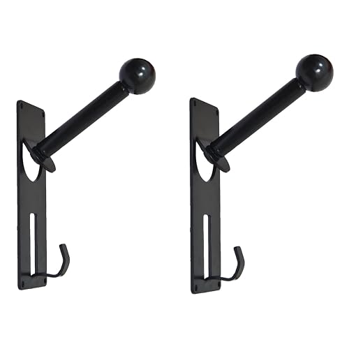 Metal Craft Automobile Open and Full face (Round Black Ball) Helmet and Jacket Hanger, Wall Mount Helmet Hook Black ((Black 2 Piece)