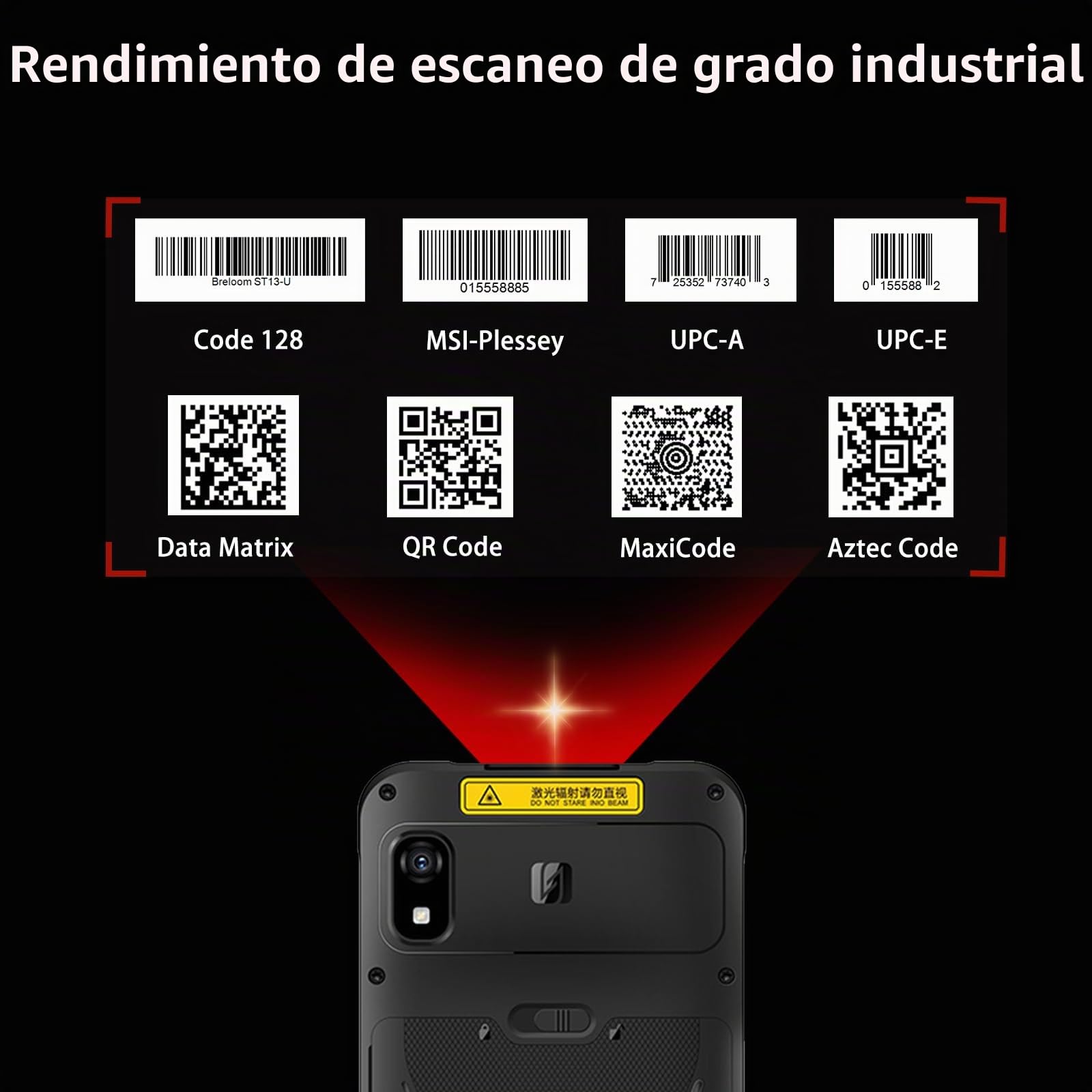 Escáner de Códigos de Barras Android 15, PDA Industrial Rugerizada con Pantalla Táctil de 6.08", 4GB+64GB, Escáner 1D/2D, IP68, 4G/Wi-Fi 5/BT 5.2, Batería de 5000mAh