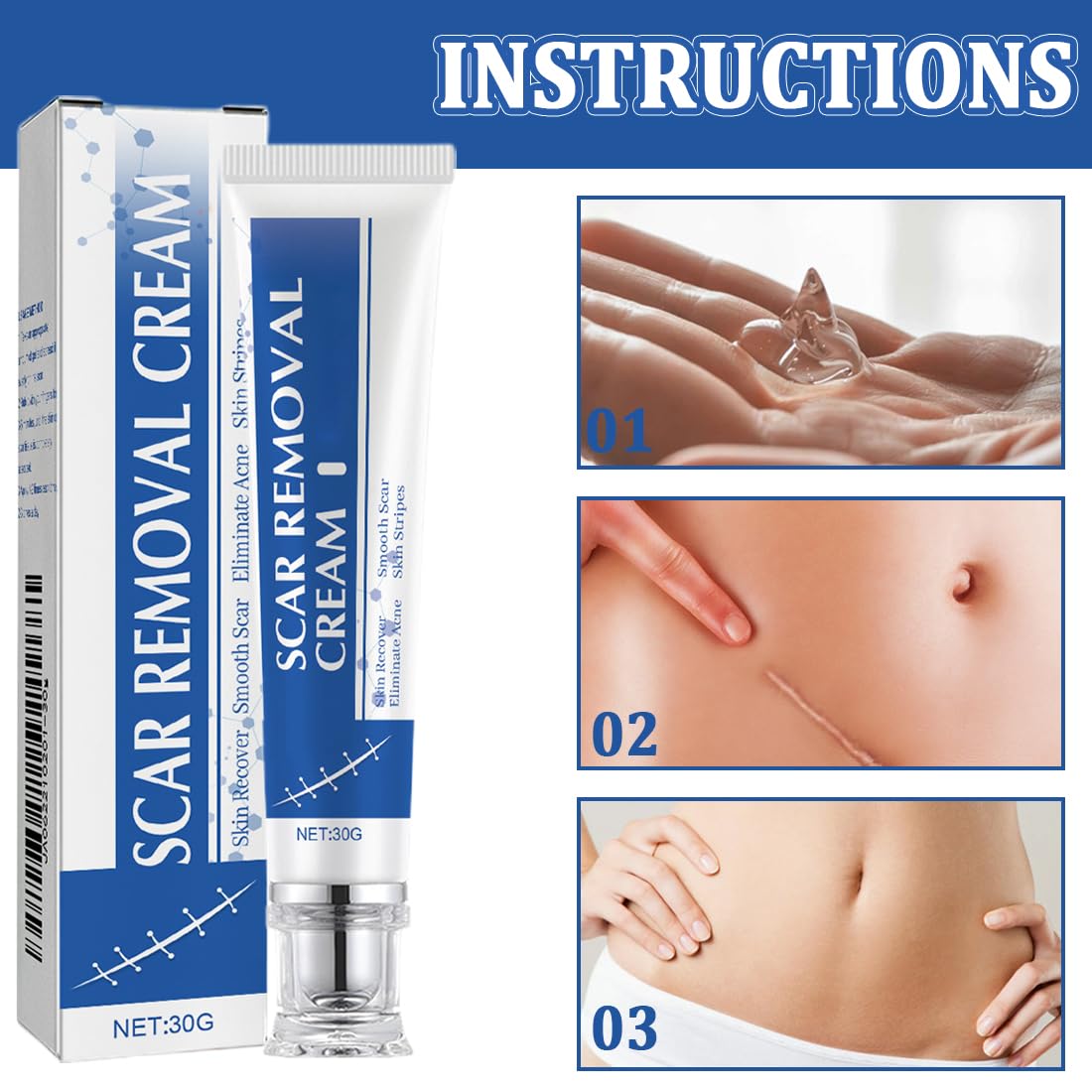 Crema per Cicatrici Sbiadisce le Smagliare 2 Pezzi Ripara Texture Pelle Aspetto Liscio