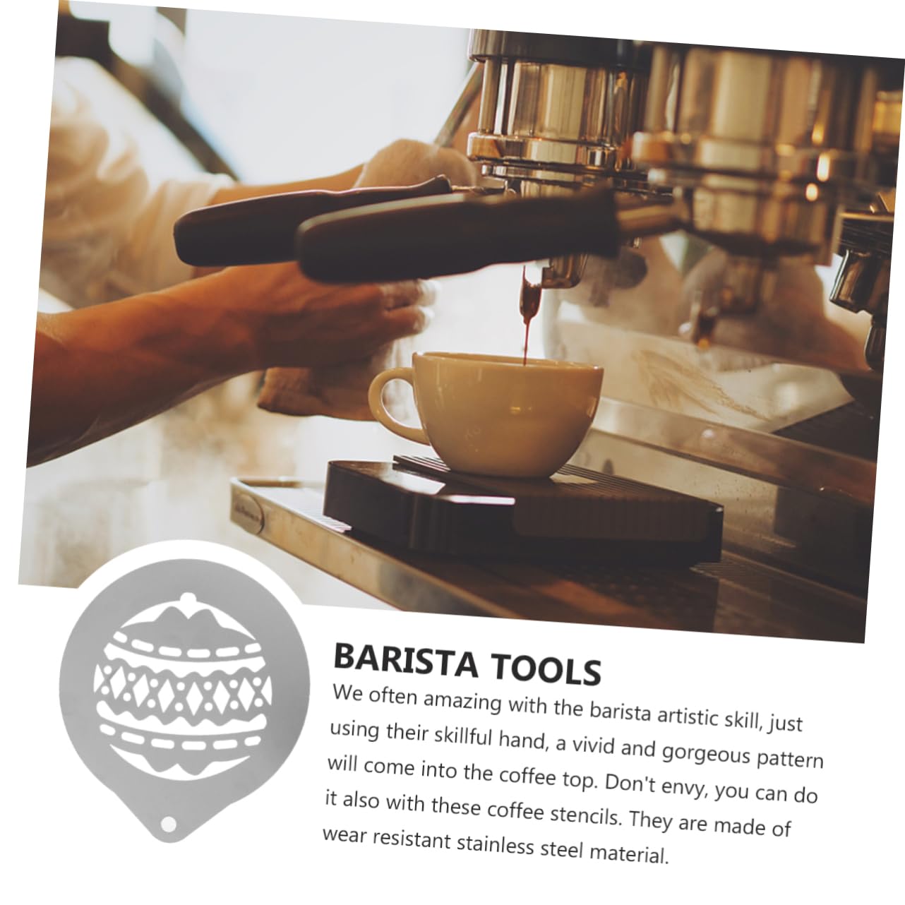 TOPBATHY 3juegos Plantillas De Café Inoxidable Para Decoración De Latte De Para Cappuccino y Café