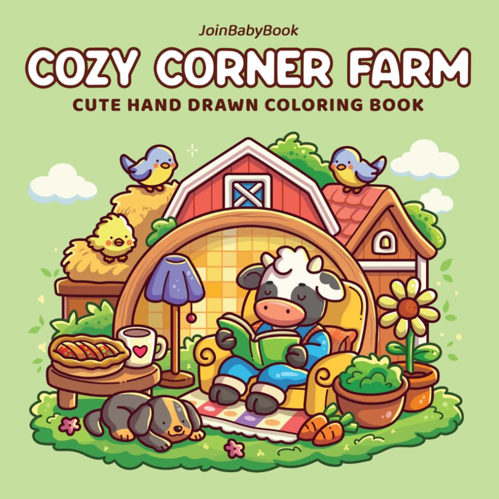 Cozy Corner Farm: Cute Coloring Book for Adults and Teens with Bold and Easy Farm Animals and Countryside Scenes for Relaxation and Stress Relief