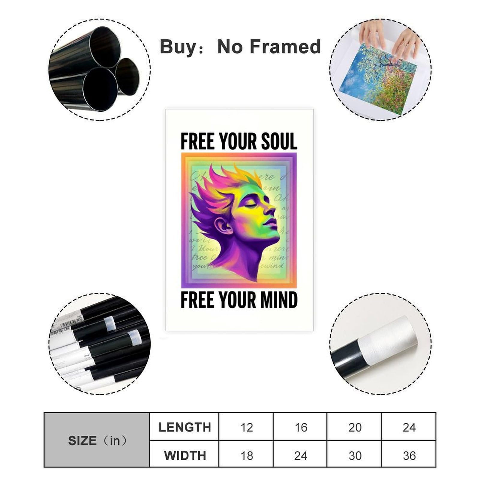 AYINUER Buntes abstraktes Portrait-Leinwand-Poster, Wandkunst, Dekordruck, Gemälde für Wohnzimmer, Schlafzimmer, Dekoration, ungerahmt, Druck-Stil, 61 x 91,4 cm (L x B)