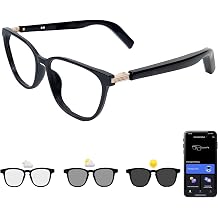 Smart Glasses with Photochromic Lenses for Men and Women AI Translation Smart Glasses with Translator 164 Languages IP67 Waterproof Bluetooth Glass Blue Light Protection KM02_Black