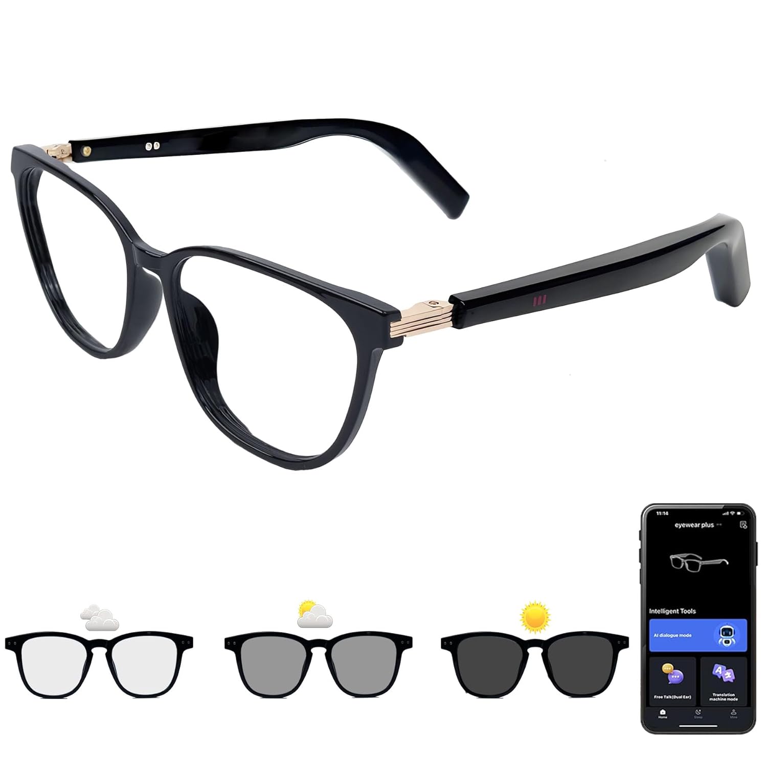AI Smart Glasses with Open Ear Audio for Men and Women