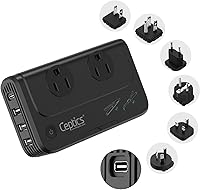 Vista 15 de Ceptics Convertidor de voltaje de viaje -200 W Convertir 220V a 110V para rizador, alisador, cargador Step Down World Power Plug – 4 USB PD 18W