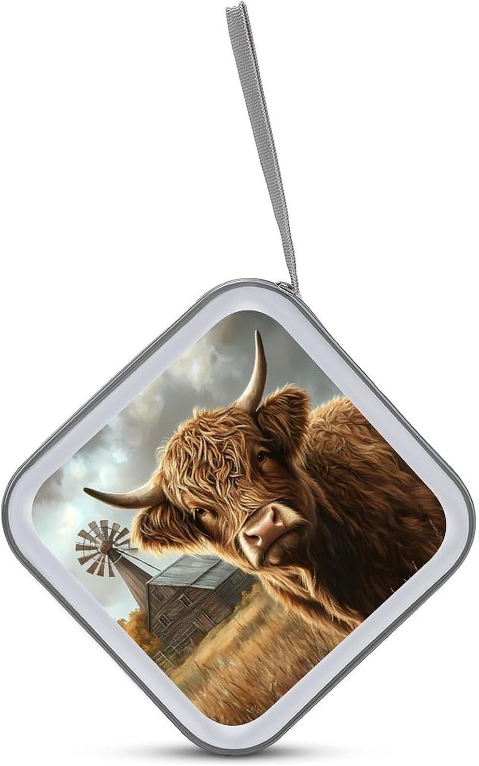 Highland Cow And Windmill Funny CD Case 40 Capacity DVD Storage Holder Portable Disc Wallet Organizer Bag for Home Travel image 3