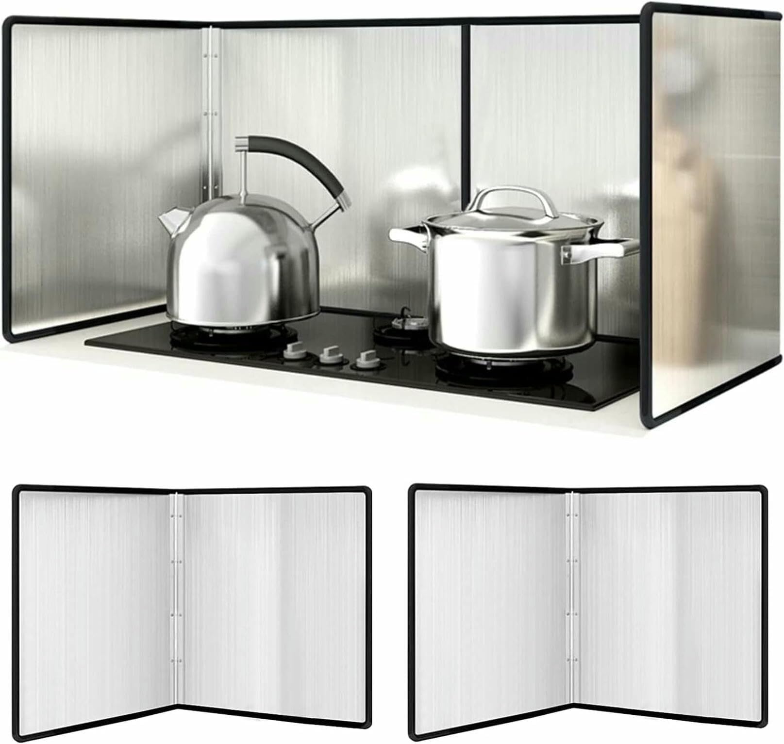 Protectores antisalpicaduras de acero inoxidable plegables antiadherentes para cocina 2 uds