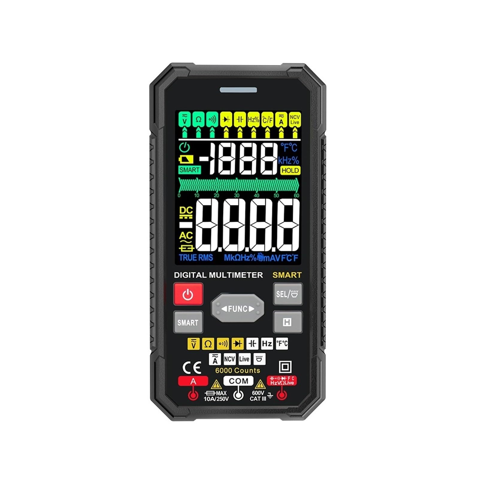 Inteligentny Multimetr Auto Range True NCV DC AC Tester Napięcia Automatyczny Woltomierz Pomiar Temperatury Cyfrowy Szybko Dokładnie Łatwy Odczyt(120B-black)
