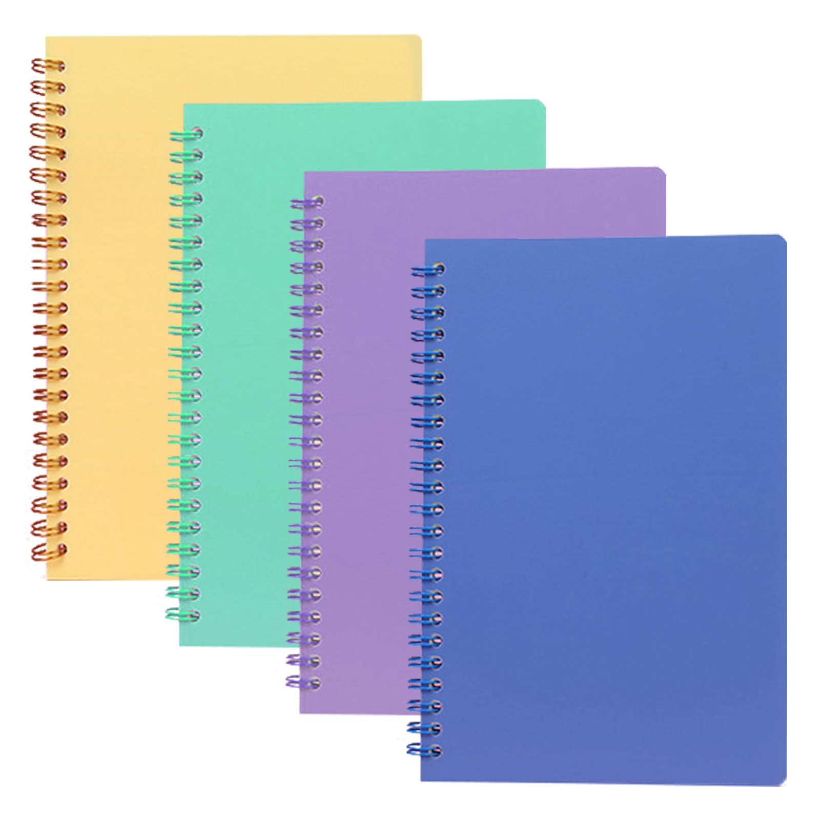 A5 Spiral Lined Notepad,4 Pack Spiral Notebook Wirebound Notebooks 80 Sheets(160 Pages)/Per Pack A5 Sketch Book Reporters Notepad for Office Travel School Drawing Green&Yellow&Purple&Grey Blue