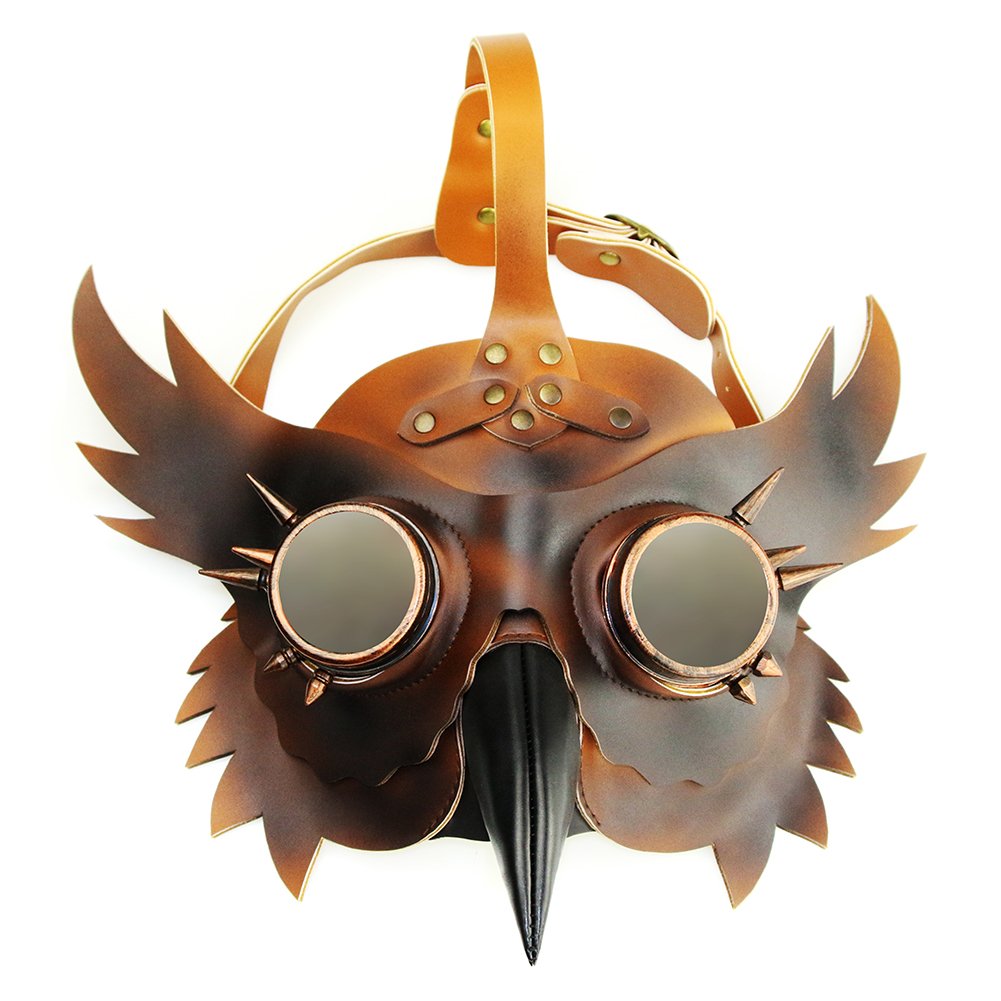 Dajingkj Plague Doctor Mask Steampunk PU Leather Long Nose Bird Beak Half Plague Mask Adjustable Scary Halloween Mask Costumes Props