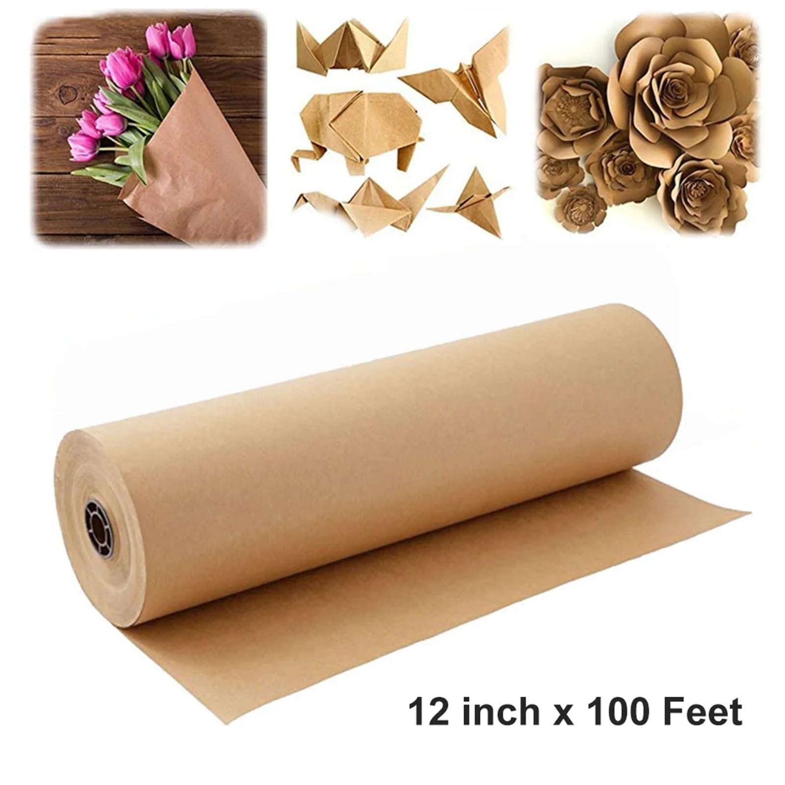 Papier Kraft Rouleau de Papier d'emballage Kraft Marron/Blanc, Papier Lisse for Emballage Cadeau(White)