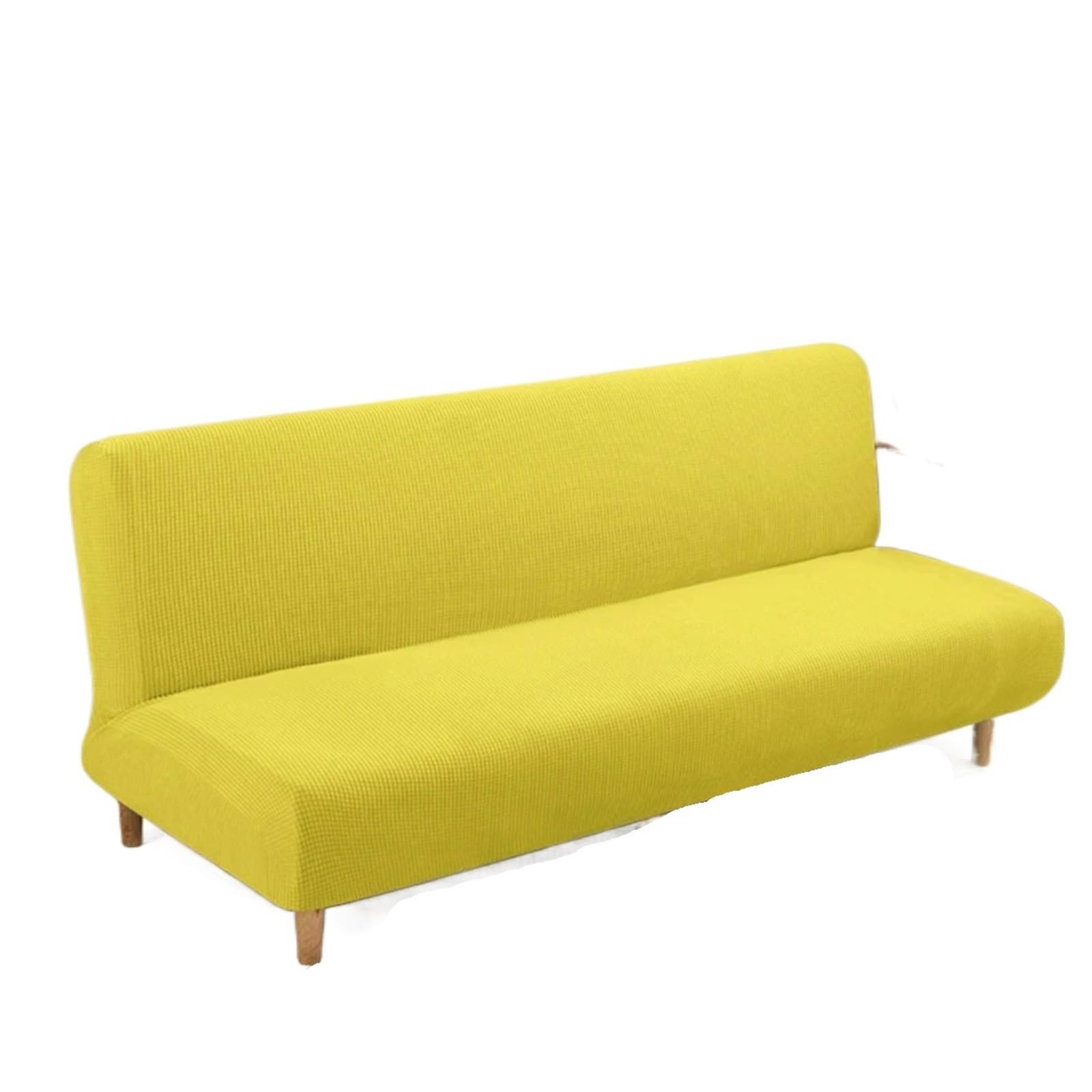 GCYEIDMA Armless Sofa Slipcover Polar Fleece Fabric Armless Sofa Bed Cover Without Armrest Big Elastic Folding Furniture Decoration(Yellow,L 190-210cm)