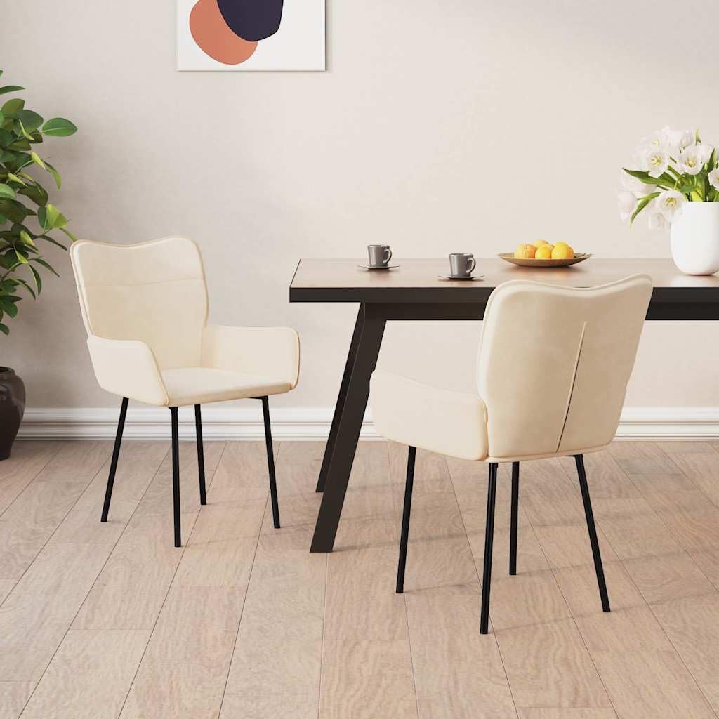 Set di 2 sedie da pranzo imbottite in velluto con braccioli