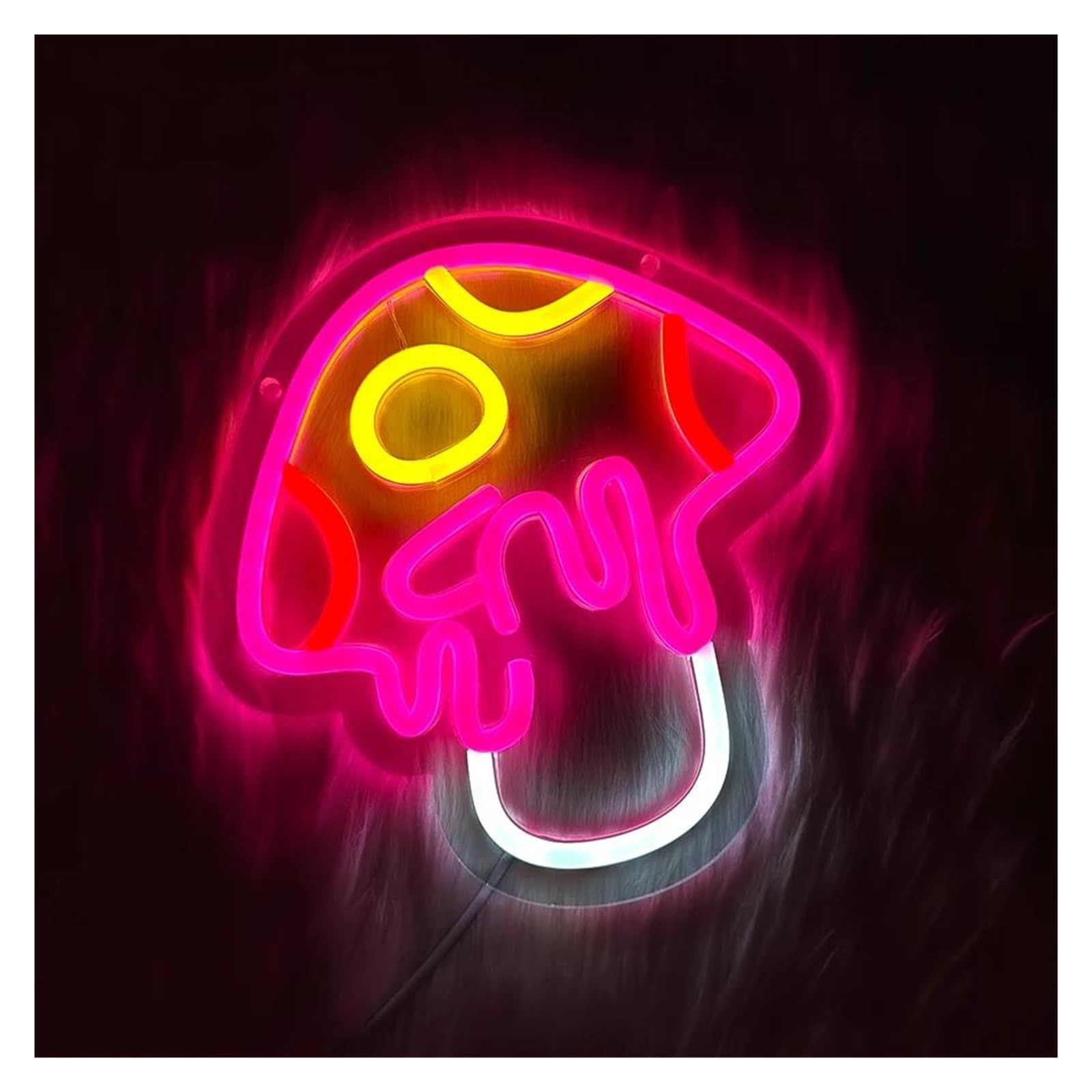 néon signe Enseigne Lumineuse Champignon, Intensité Variable Pour Salle De Jeux, Chambre À Coucher, Salon, Fête, Bar, Club, Bureau, Décoration Murale, 22cmx21cm