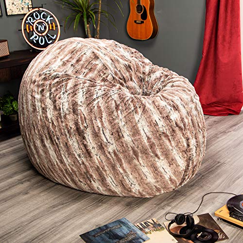 Image of Jaxx 6 Foot Cocoon - 2-in-1 Convertible Bean Bag Bed & Large Bean Bag Chair for Adults, Premium Luxe Faux Fur - Mountain Fox